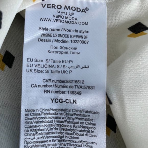 VERO MODA Women's Vmsine L/S Smock Top Blouse - Picture 7 of 8